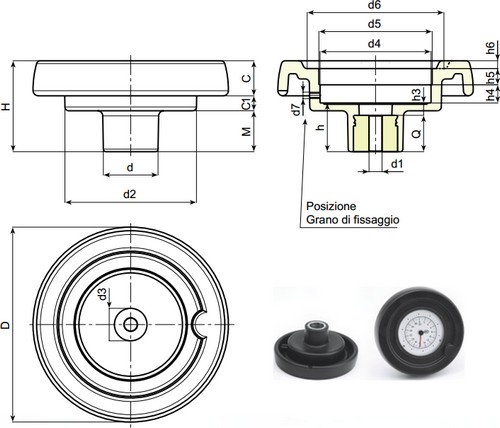 Solid control handwheel for built-in position indicator