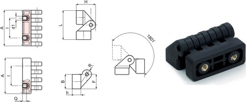 Universal hinge with threaded insert for mounting on angular door