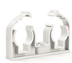 Twin clamp for copper tubing with clip  and nut (white)